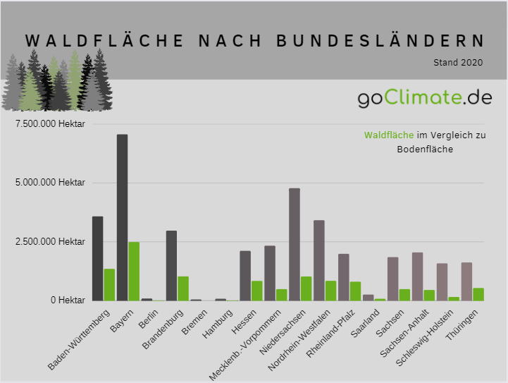 Waldfläche nach Bundesländern