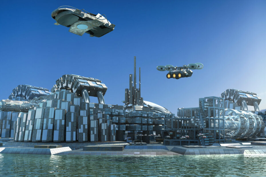 Stadt der Zukunft im Meer