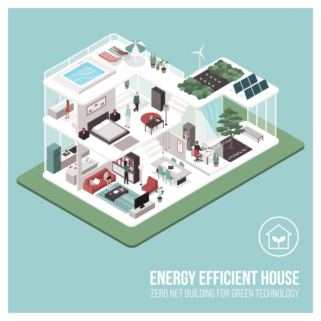 energieeffizientes Haus Innenansicht, klimaneutrale Häuser 