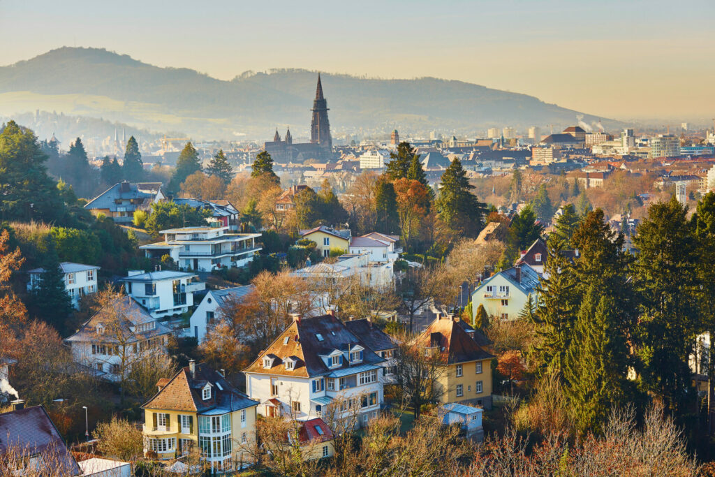 nachhaltige Häuser in Freiburg im Breisgau, Aussicht auf Freiburg