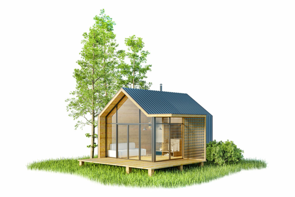 Tiny house im Skandinavischen style barnhouse, kleines Haus mit großen fenstern, Natur